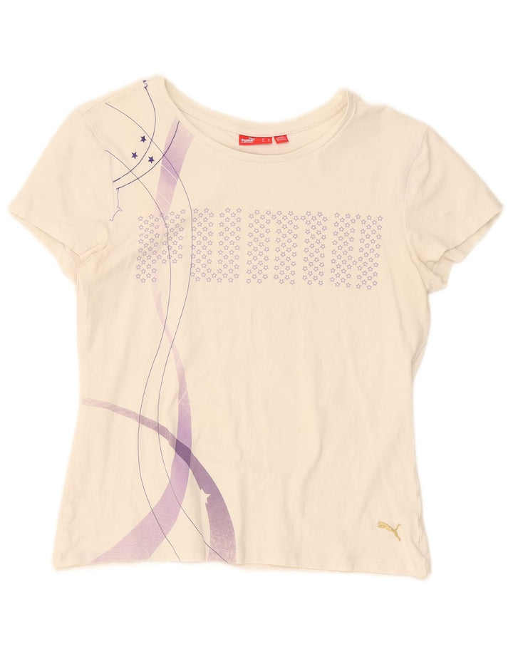 Puma - Camiseta gráfica para mujer, talla 40, color blanco