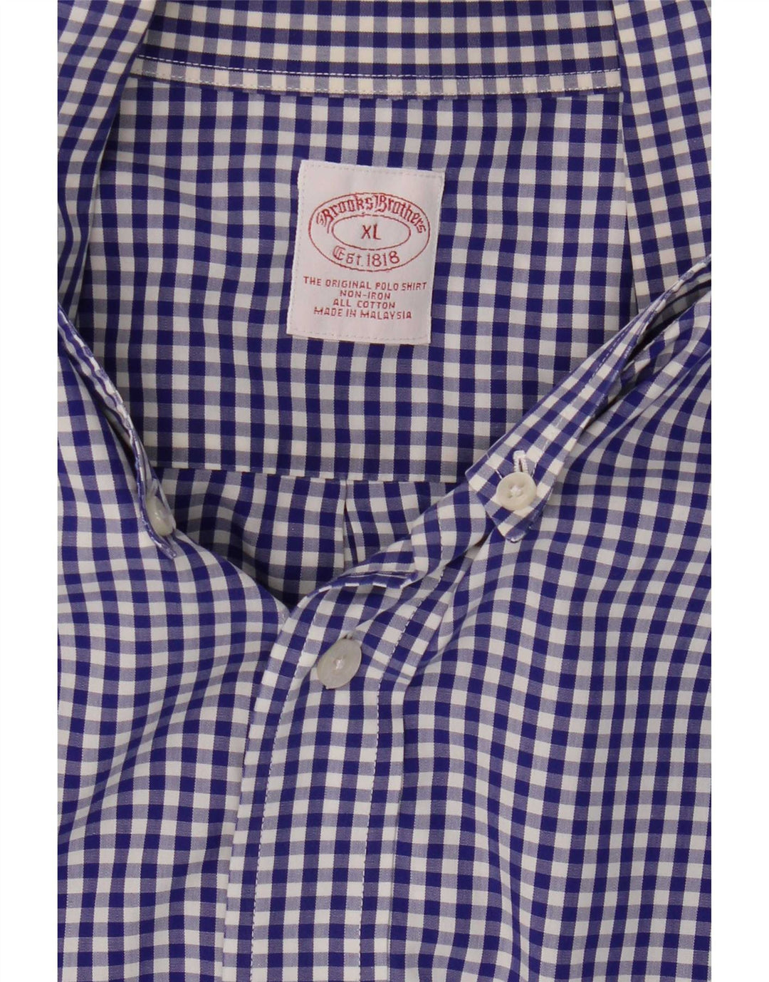 Brooks Brothers Camisa para hombre XL Algodón a cuadros azul