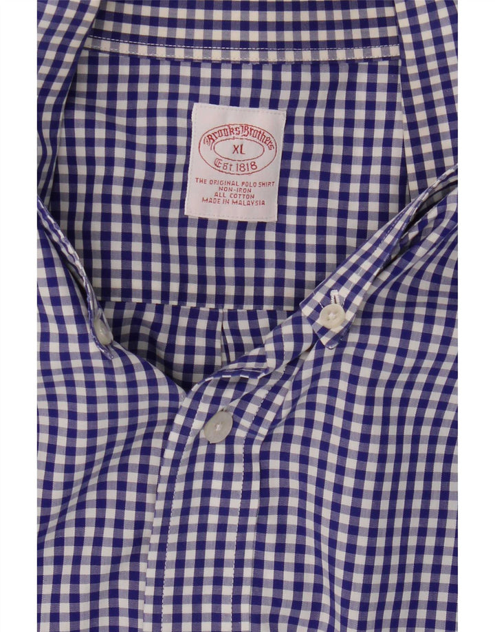 Brooks Brothers Camisa para hombre XL Algodón a cuadros azul