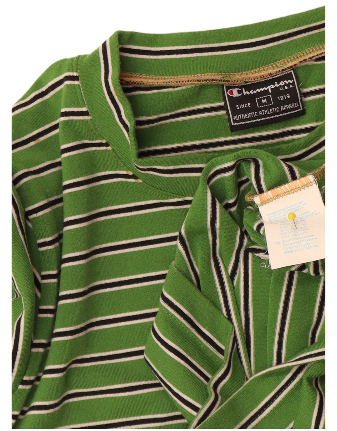 Champion Mujer Top Manga Larga UK 42 Nylon A Rayas Verde Medio