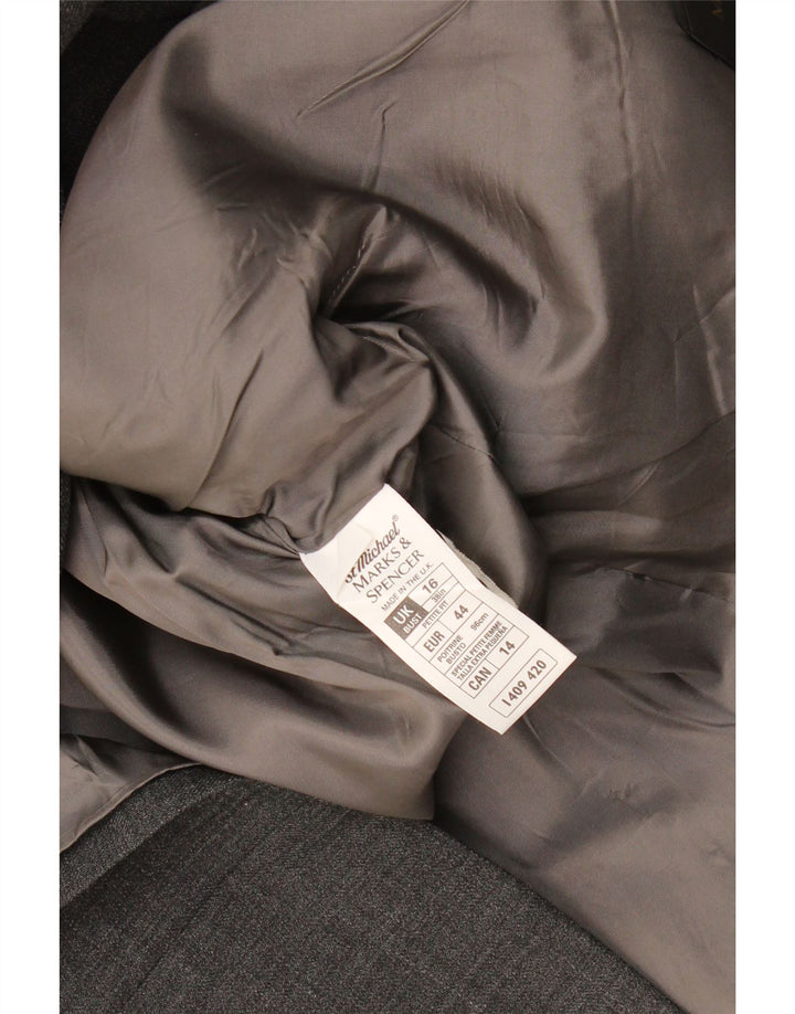 Marks & Spencer Chaqueta Blazer de 2 Botones para Mujer UK 46 Grande Lana Gris