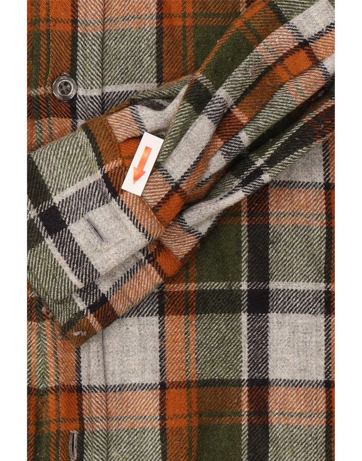 Camisa de franela vintage para hombre a cuadros multicolores grandes