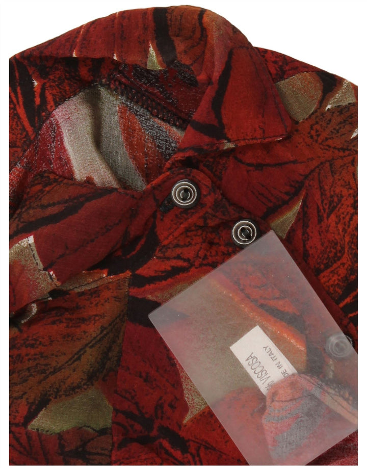 Vintage mujer pullover camisa blusa Reino Unido 16 gran viscosa floral roja