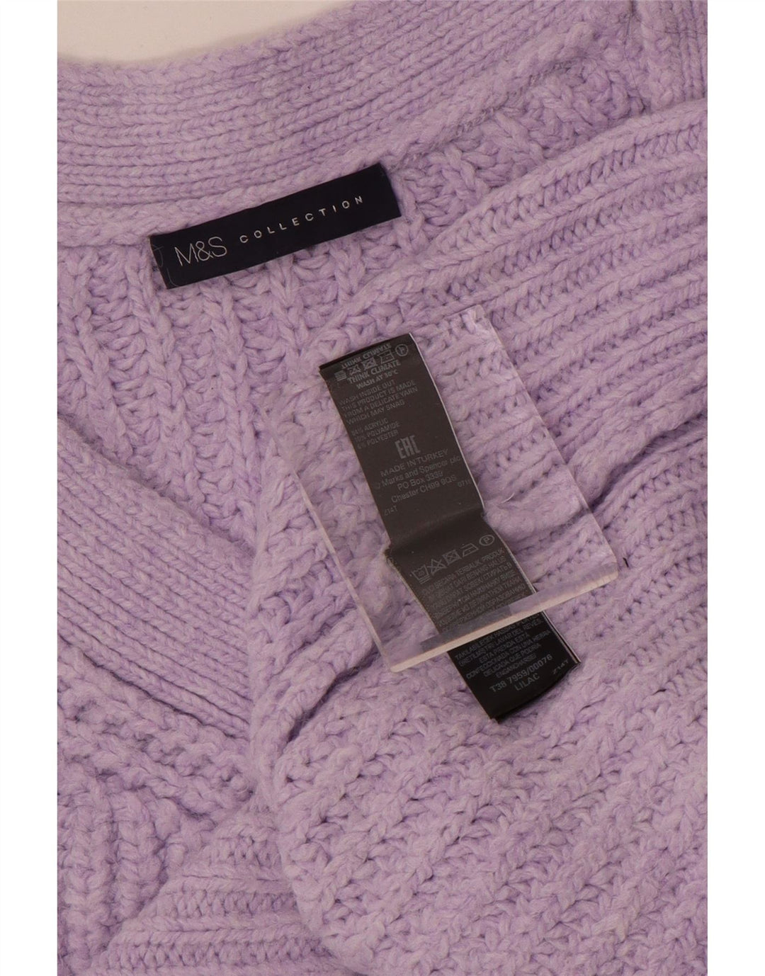 Marks & Spencer Suéter tipo jersey de gran tamaño con cuello en V para mujer UK 44 Medio Púrpura