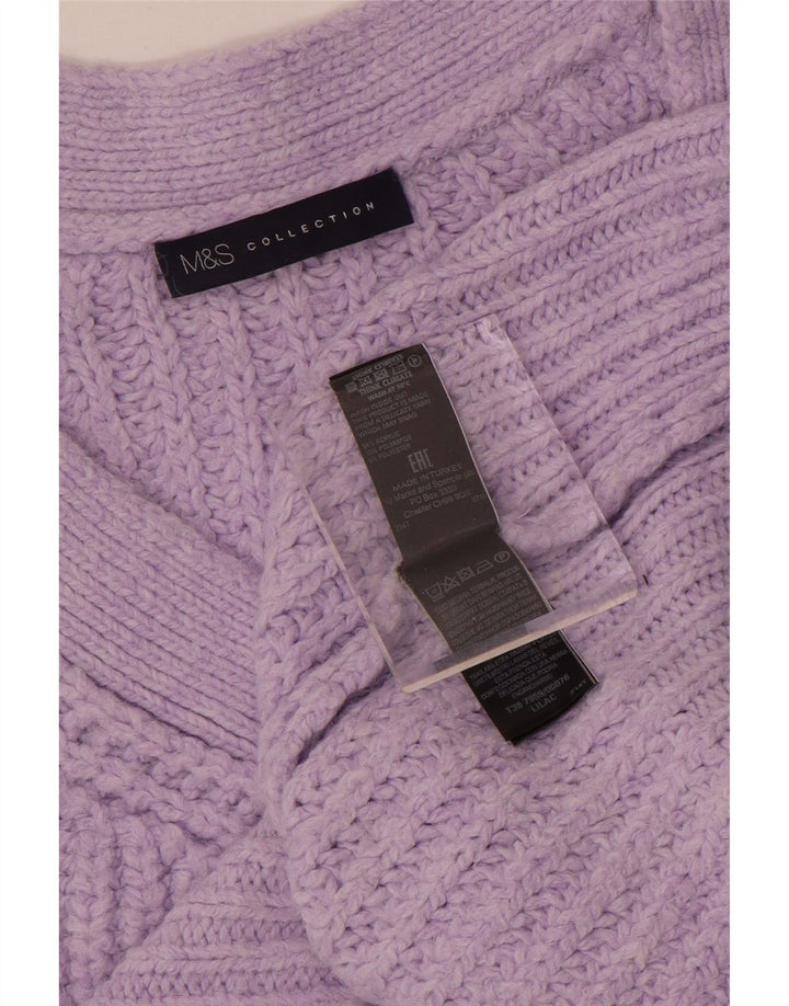 Marks & Spencer Suéter tipo jersey de gran tamaño con cuello en V para mujer UK 44 Medio Púrpura