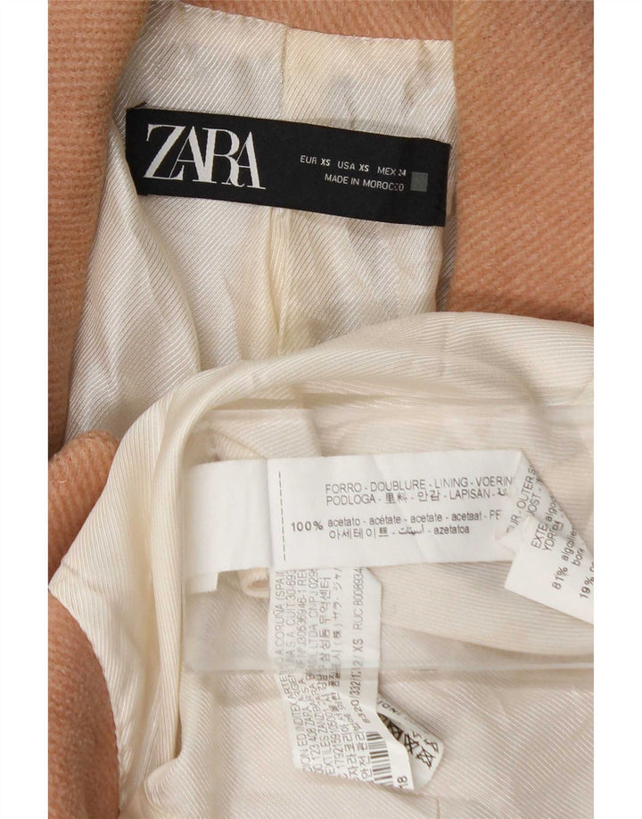 Zara Mujer Abrigo Extragrande De Doble Botonadura UK 6 XS Algodón Rosa
