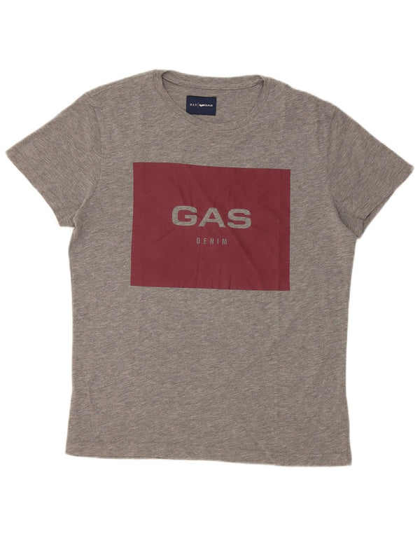 Camiseta gráfica Gas para hombre Top de algodón moteado gris medio