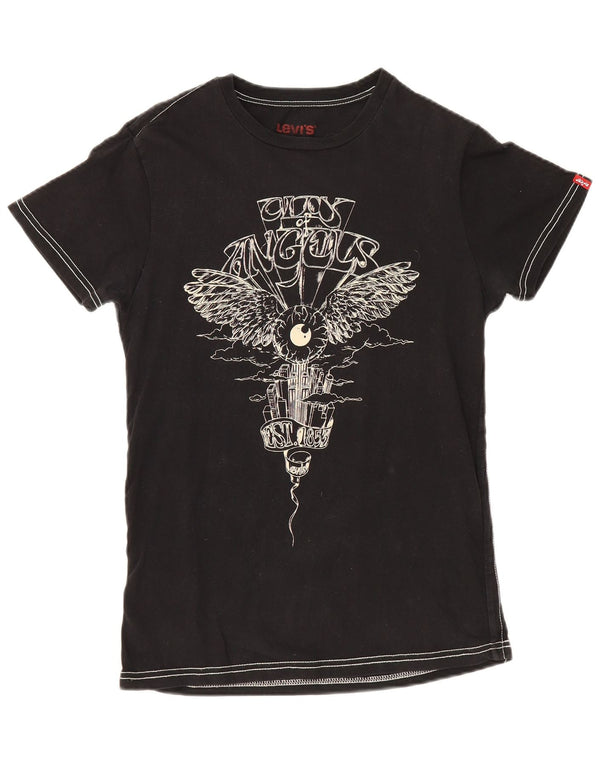 Levi's Camiseta gráfica para mujer Top UK 12 Medium Black Cotton