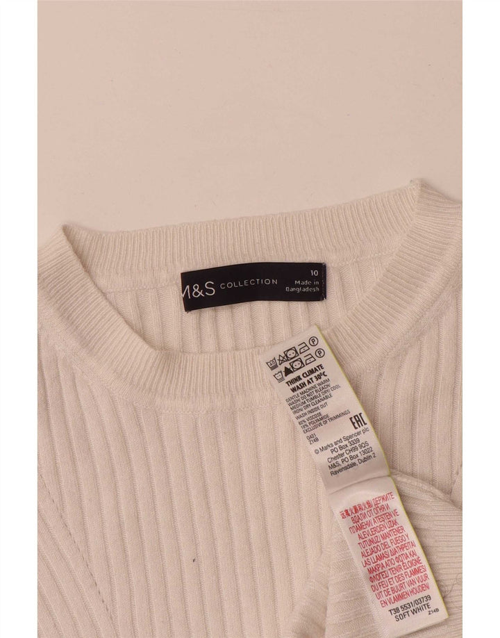 Marks & Spencer Jersey con Cuello Barco para Mujer UK 10 Small White