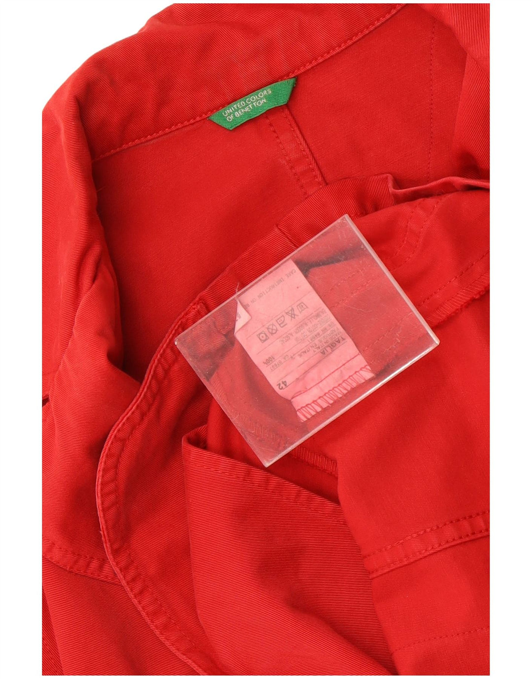 Benetton Blazer De Mujer Con Estampado De 1 Botón IT 42 Medium Rojo Algodón