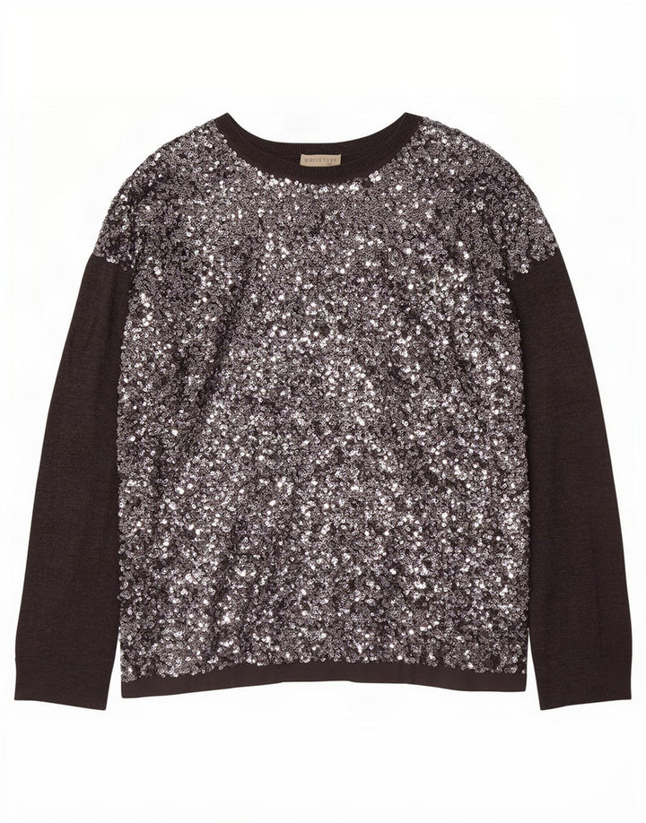 Whistles Jersey extragrande con cuello redondo para mujer, talla 40, color gris medio