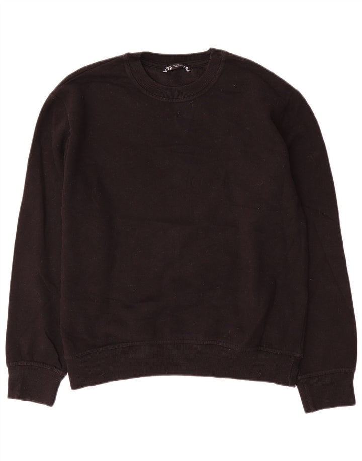 Zara Mujer Sudadera Jumper UK 44 Mediano Negro Algodón