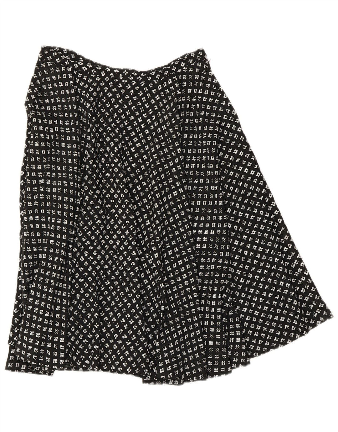 Vintage mujer A-Line falda W28 medio negro geométrico