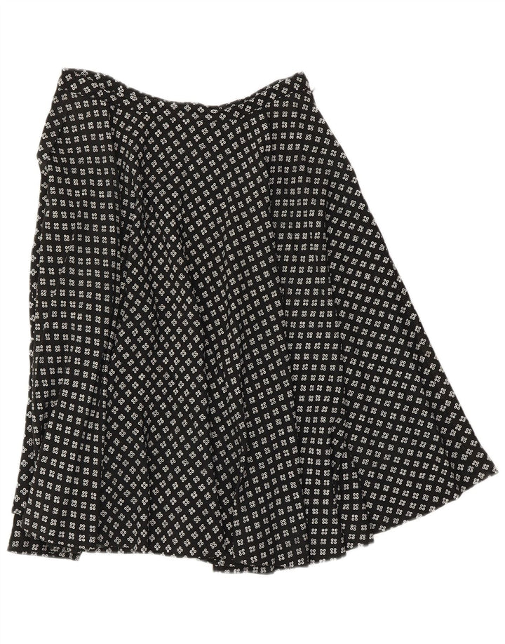 Vintage mujer A-Line falda W28 medio negro geométrico