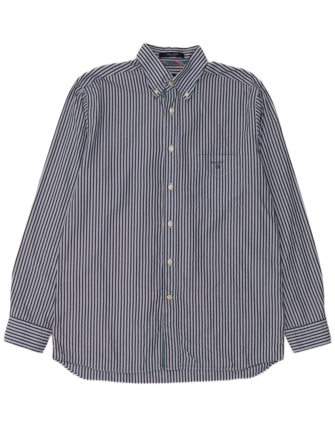 Camisa Gant Regular Fit De Algodón A Rayas Azul Medio |