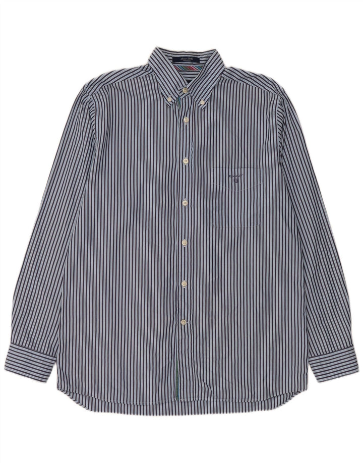 Camisa Gant Regular Fit De Algodón A Rayas Azul Medio |