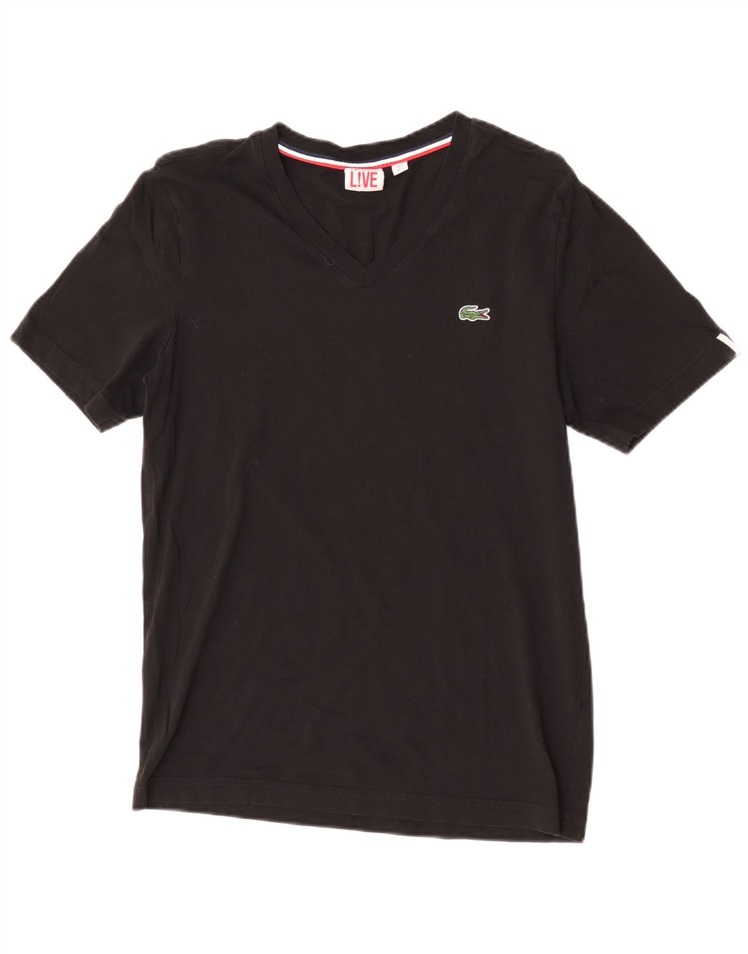 Lacoste Camiseta para hombre talla 3 pequeña algodón negro