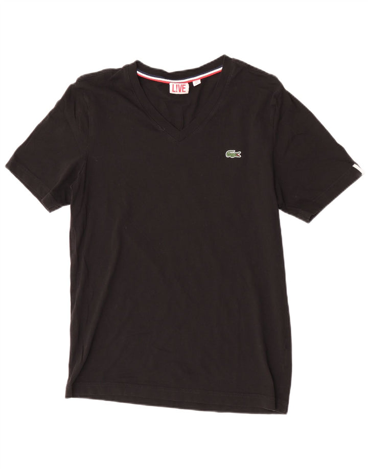 Lacoste Camiseta para hombre talla 3 pequeña algodón negro