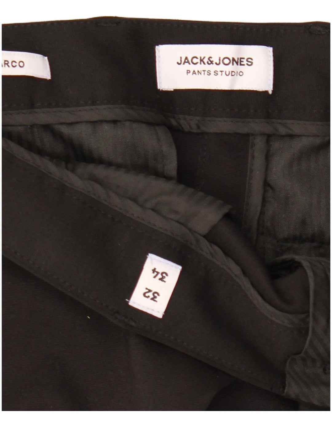 Jack & Jones Mens Marco Slim Chino Pantalones W32 L34 Poliéster negro