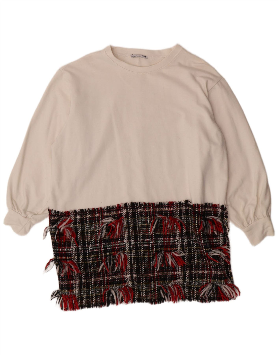 ZARA Mujer Jersey Sudadera Extragrande UK 44 Mediano Blanco Colorblock