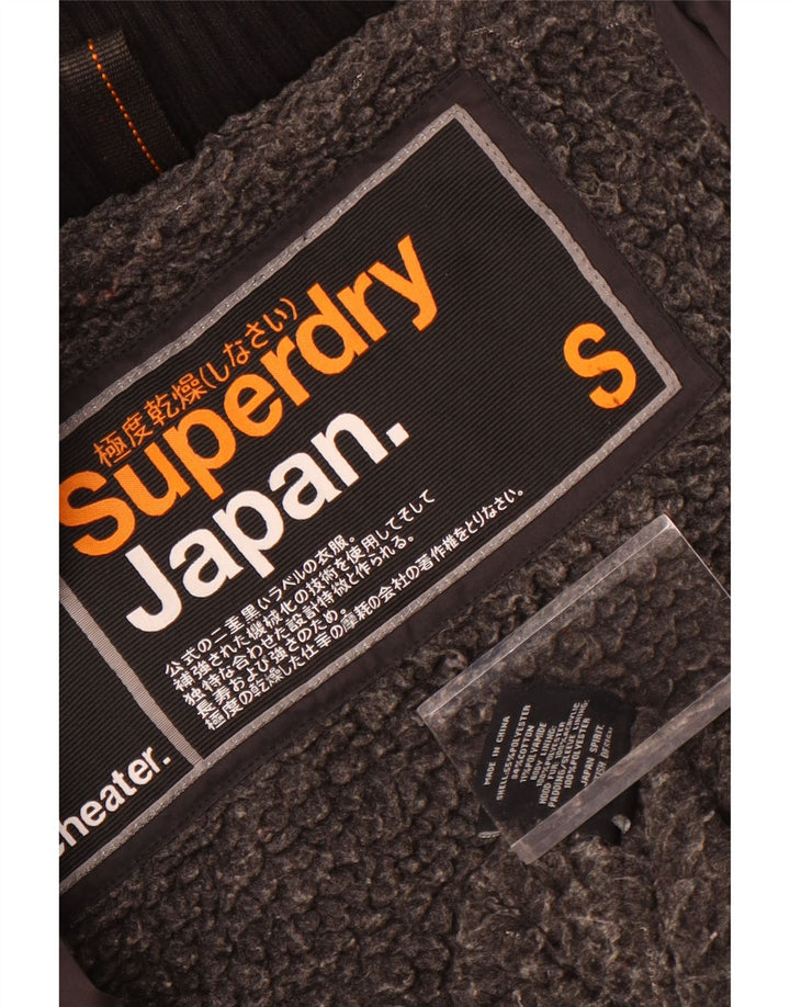 Superdry Abrigo cortavientos con capucha para mujer, talla 40, poliéster negro pequeño