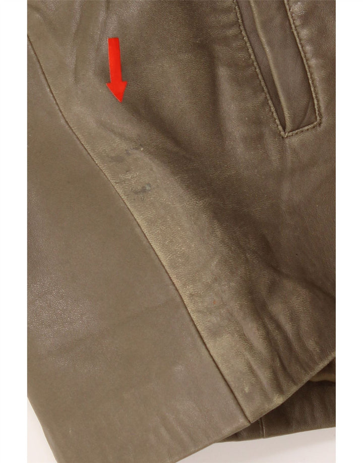 Chaqueta de cuero vintage para mujer IT 44 Cuero caqui medio