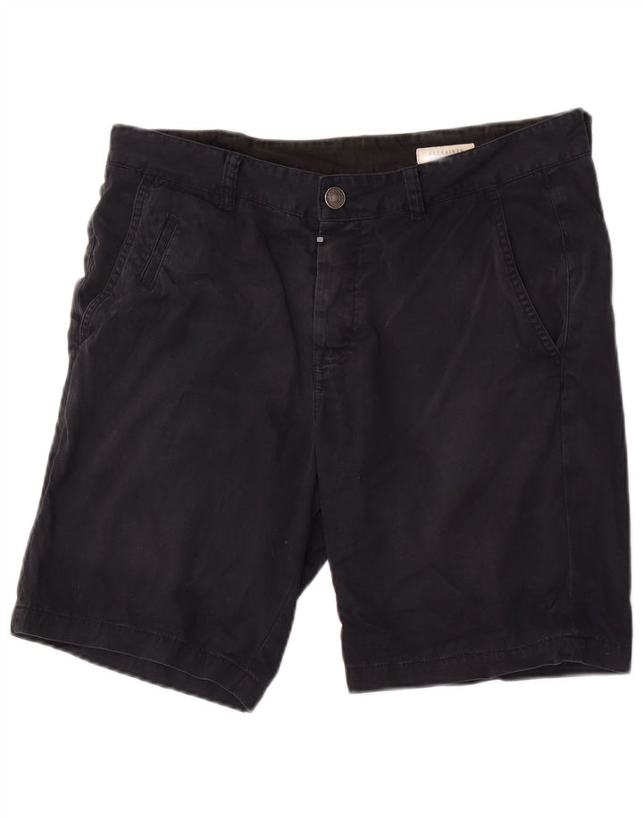 All Saints Pantalones cortos chinos para hombre W32 Algodón negro mediano
