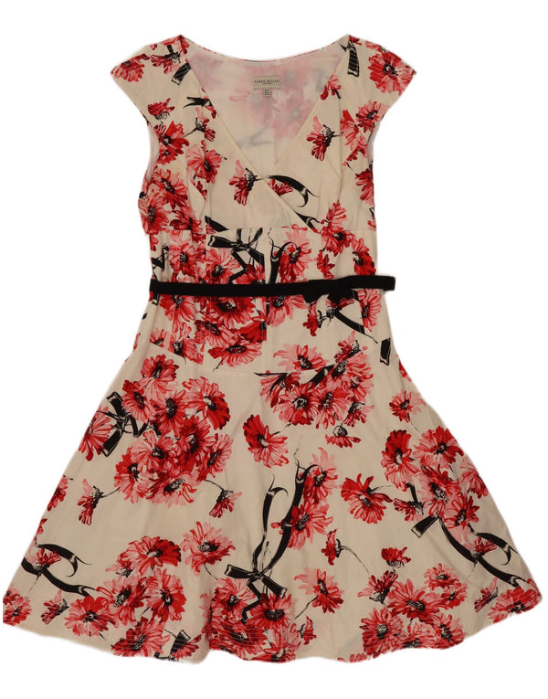 Karen Millen Vestido acampanado para mujer UK 44 Grande Blanco Floral