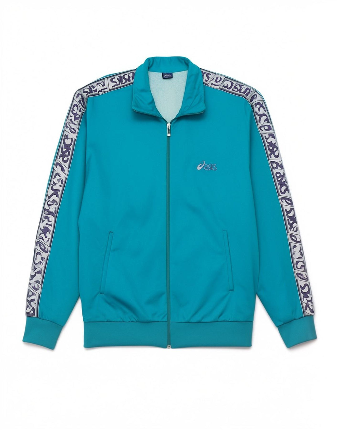 Asics Hombre Graphic Chándal Top Chaqueta Grande Azul Poliamida Deportes