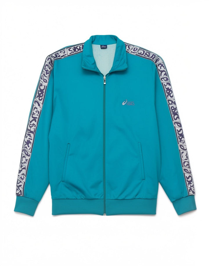 Asics Hombre Graphic Chándal Top Chaqueta Grande Azul Poliamida Deportes
