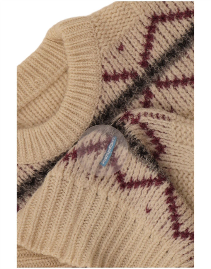 Carrera Suéter De Cuello Redondo Para Hombre Pequeño Blanco Roto Argyle/Diamante