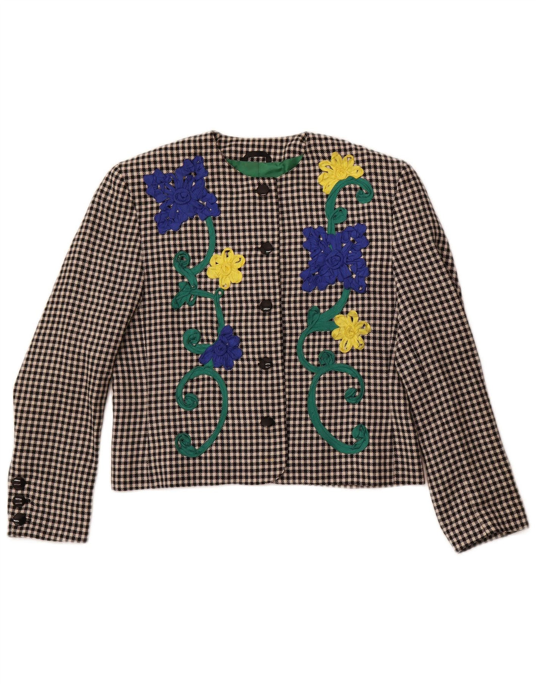 PORTARA Chaqueta tipo blazer corta de 5 botones para mujer EU 38 Medium Black Check