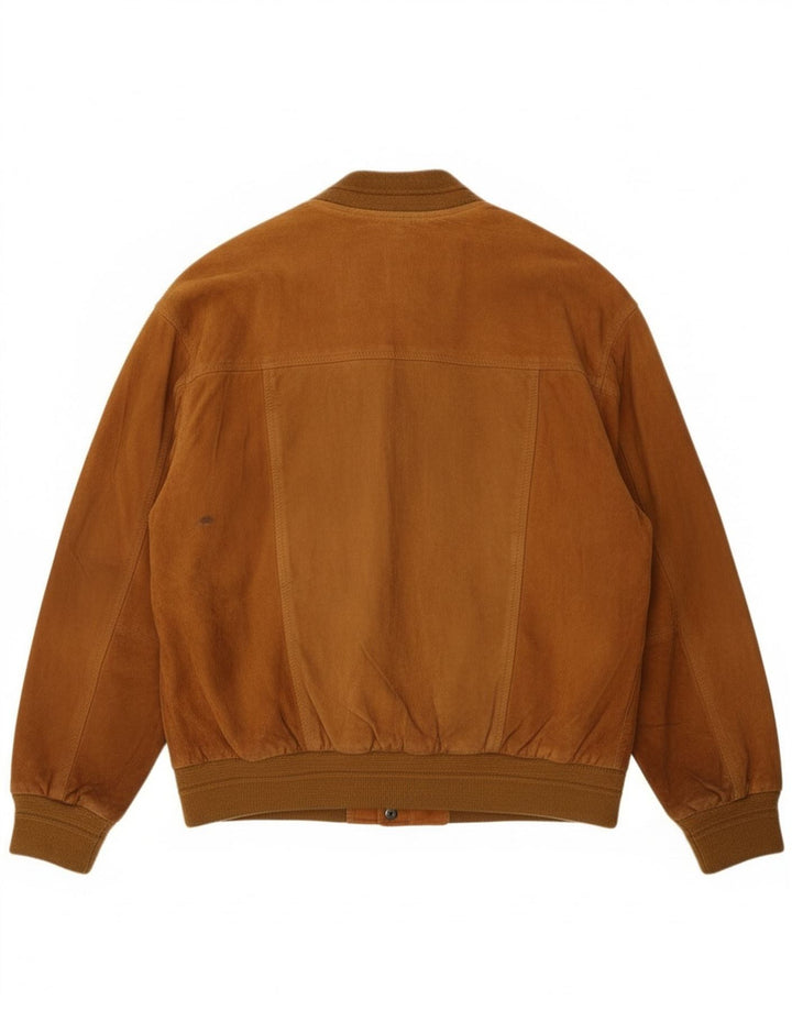 Vintage hombres ante bomber chaqueta IT 52 XL cuero beige