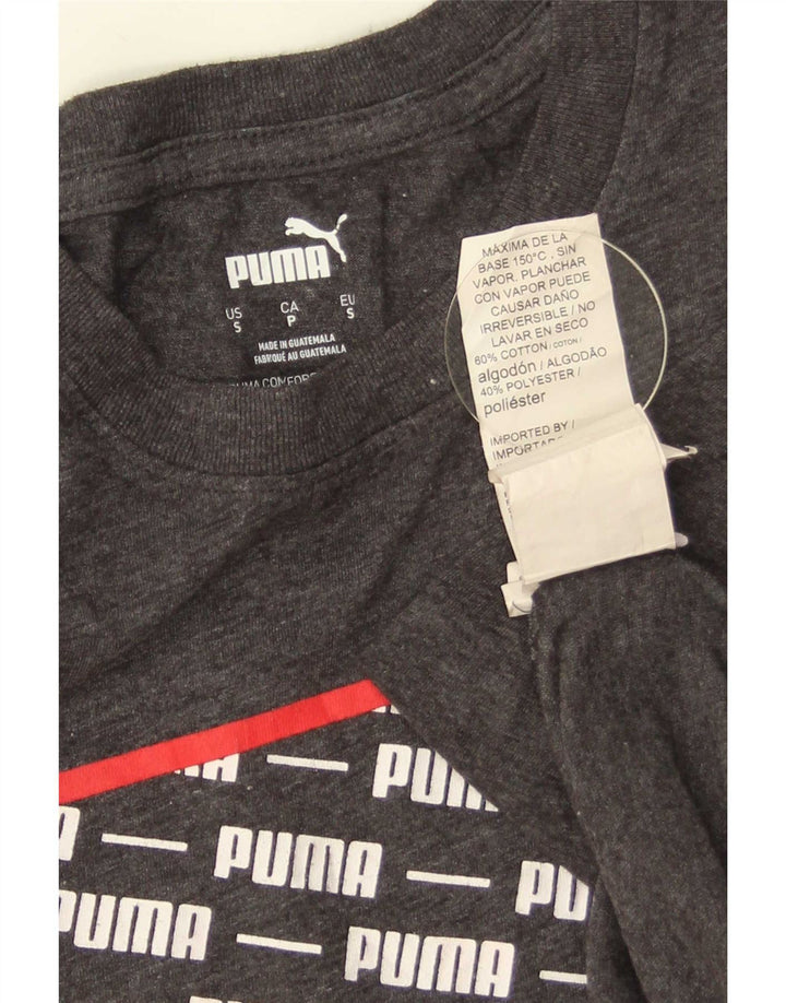 Puma - Camiseta gráfica para hombre, talla pequeña, algodón gris