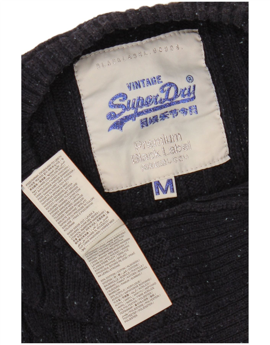 SUPERDRY Suéter tipo jersey con cuello barco para mujer UK 40 Algodón azul marino mediano