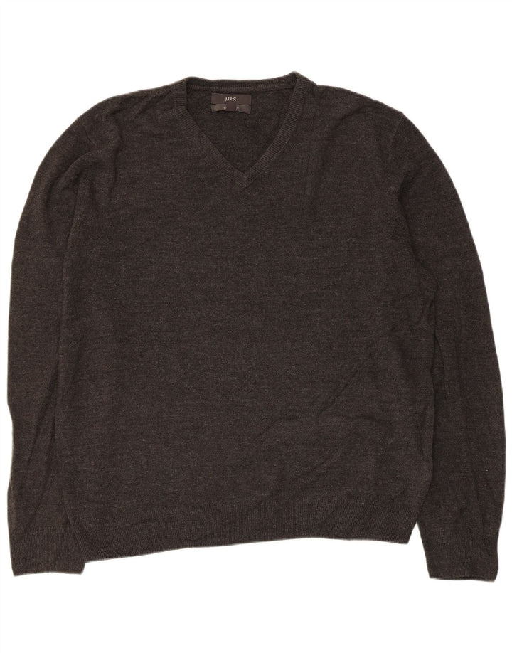 Marks & Spencer Jersey con cuello en V para hombre XL Acrílico gris