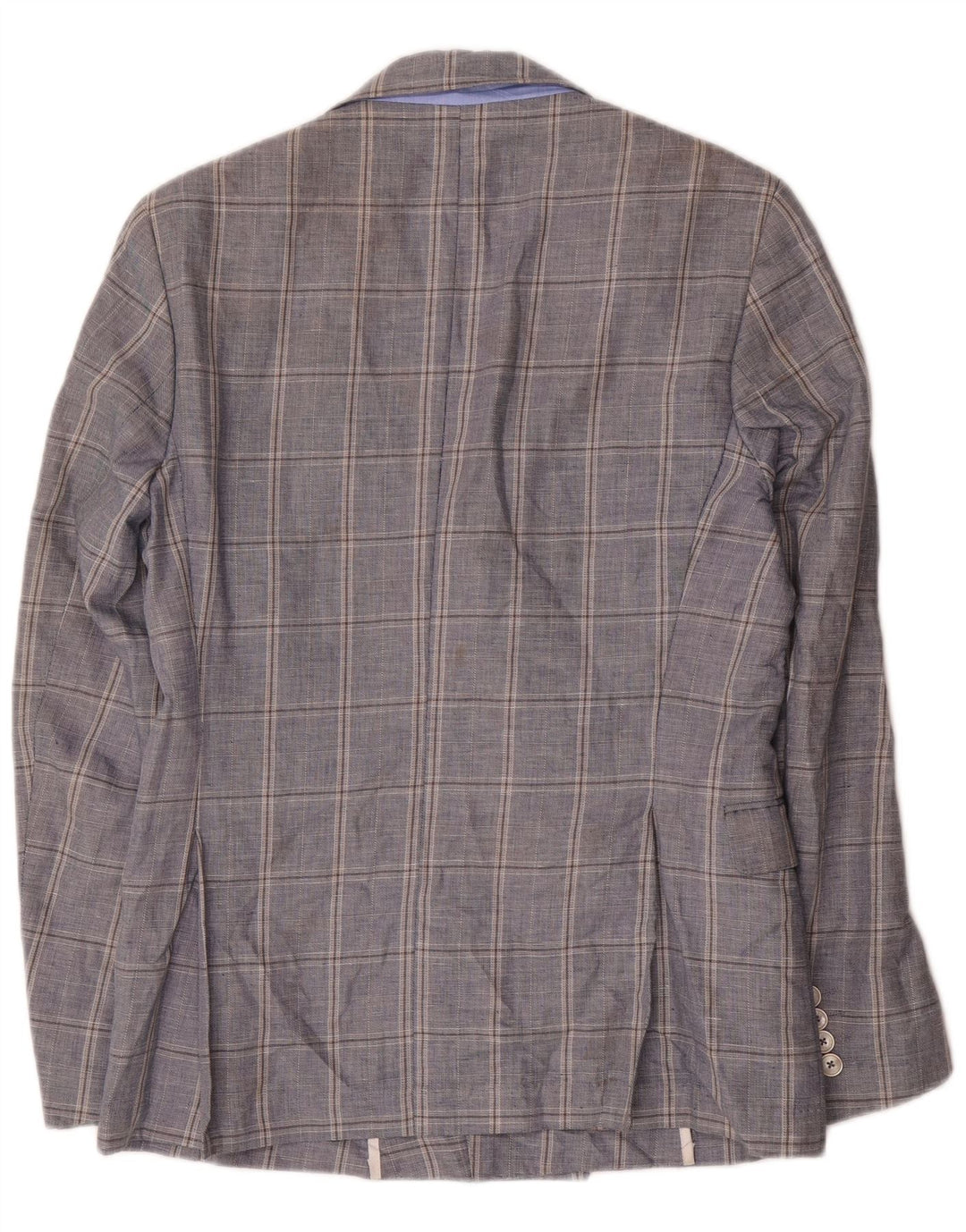 Zara Chaqueta tipo blazer con doble botonadura para hombre EU 48 Algodón a cuadros azul marino mediano