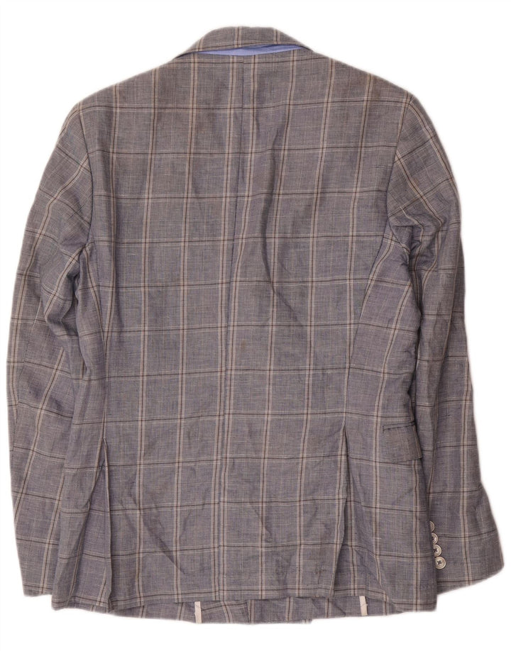 Zara Chaqueta tipo blazer con doble botonadura para hombre EU 48 Algodón a cuadros azul marino mediano