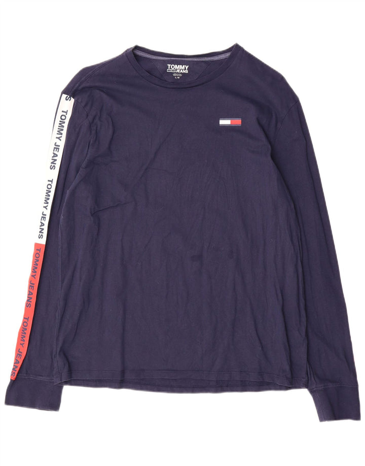 Tommy Hilfiger Top gráfico de manga larga con bloques de color azul marino grande para hombre