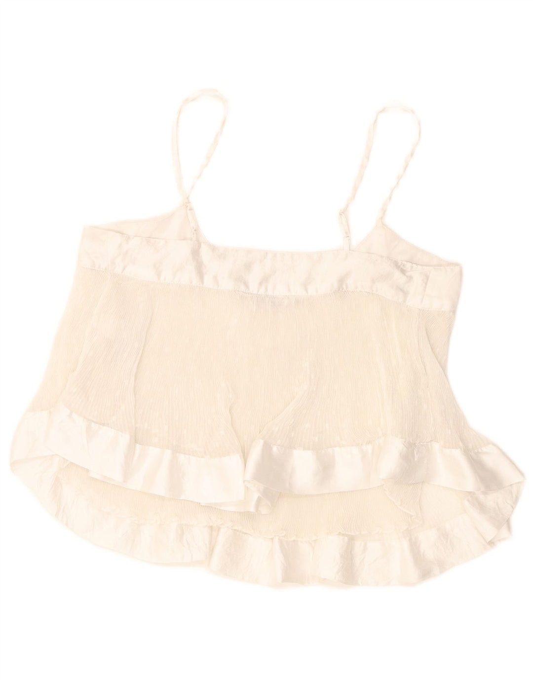 Zara Mujer Crop Cami Top UK 10 Pequeño Poliéster Con Manchas Blancas