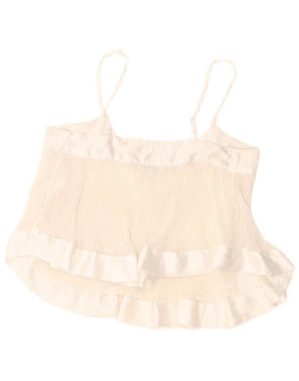Zara Mujer Crop Cami Top UK 10 Pequeño Poliéster Con Manchas Blancas
