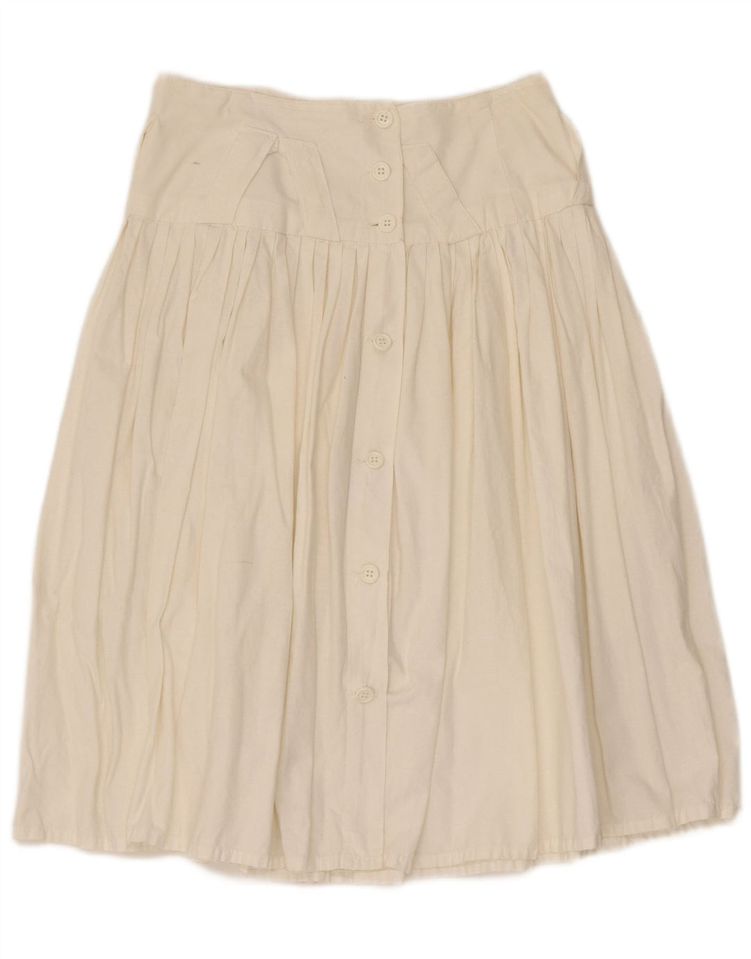 Falda plisada vintage para mujer IT 44 Mediana W28 Algodón blanco
