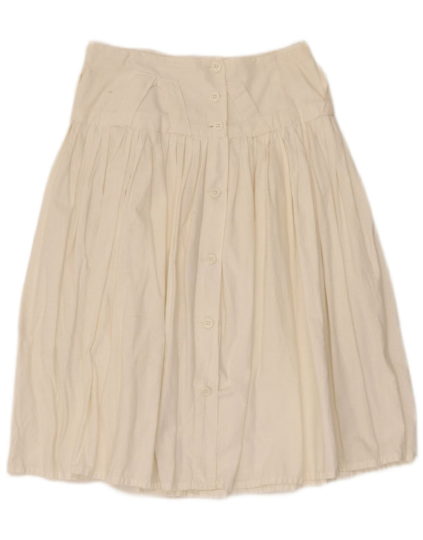 Falda plisada vintage para mujer IT 44 Mediana W28 Algodón blanco