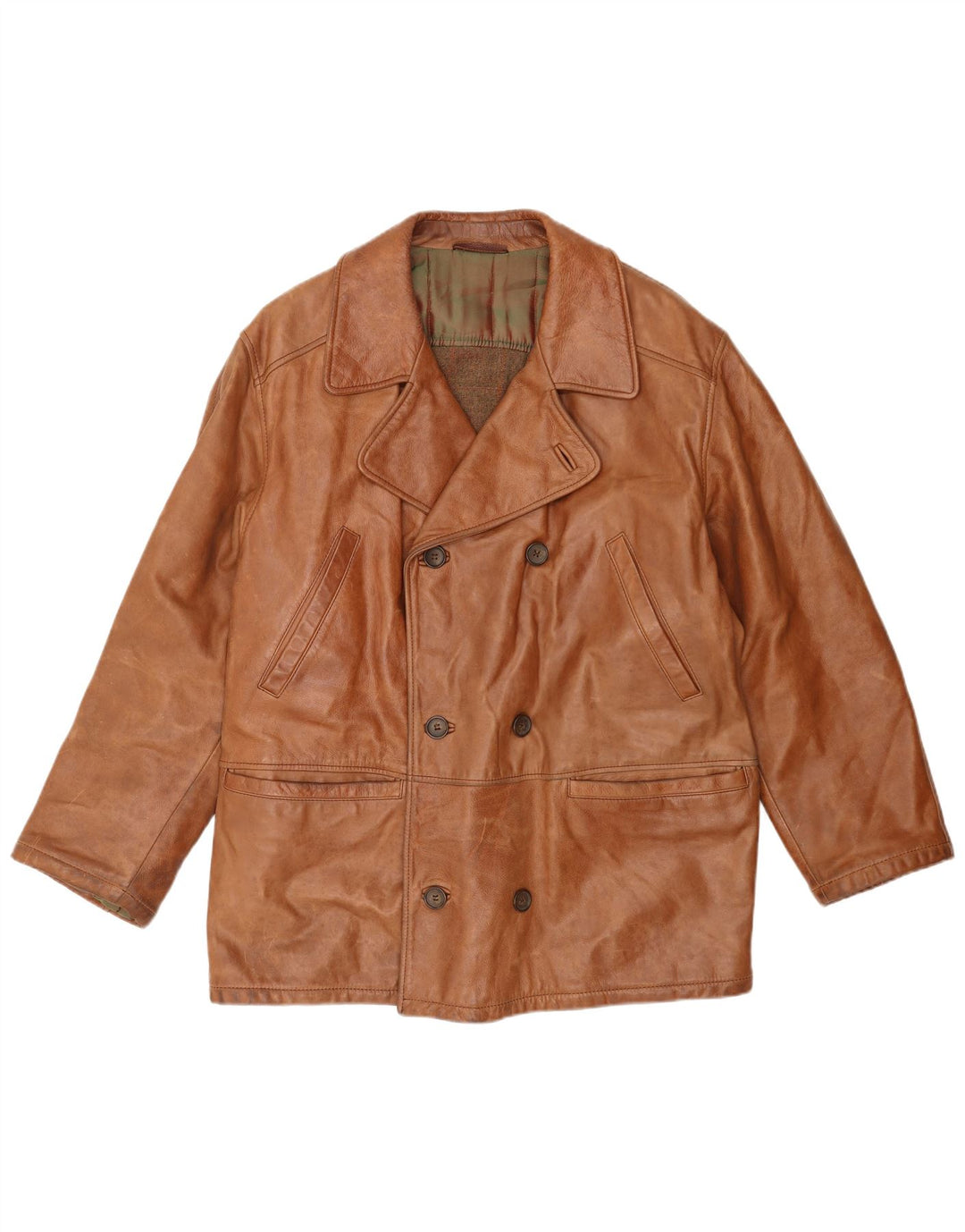 La Matta Chaqueta de cuero cruzada para hombre IT 52 XL Marrón