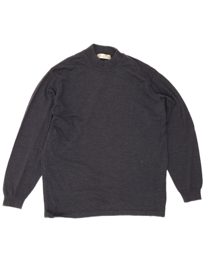 Marks & Spencer - Jersey de cuello alto para hombre, talla grande, lana merino, color azul marino