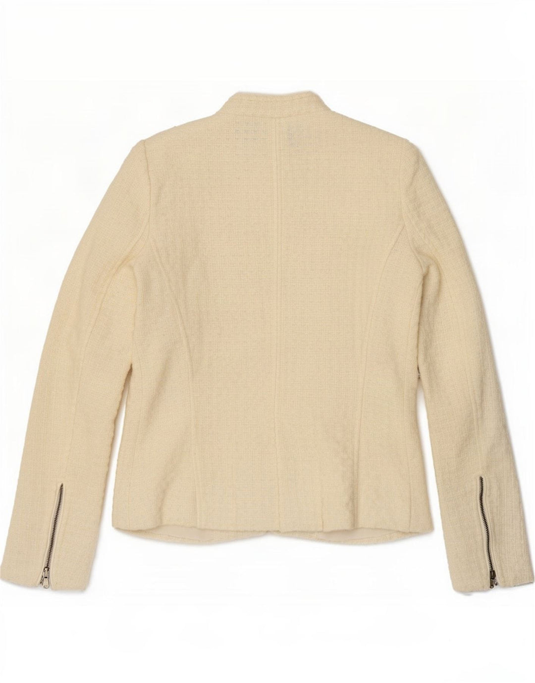 Zara Chaqueta Blazer Con Cremallera Completa Para Mujer UK 12 Medium Off White Acrílico