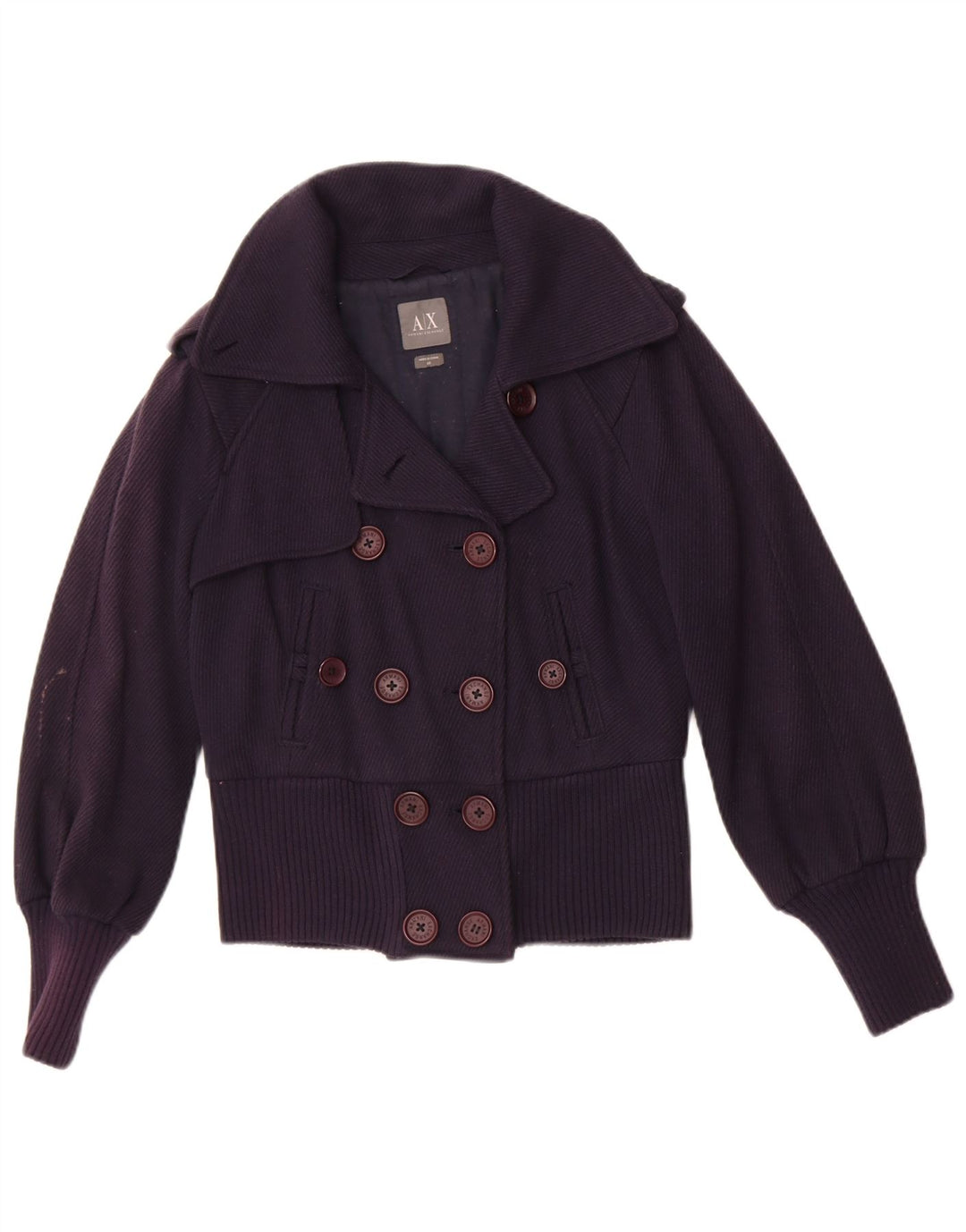 Armani Exchange Chaqueta bomber corta con doble botonadura para mujer UK 6 XS Azul marino