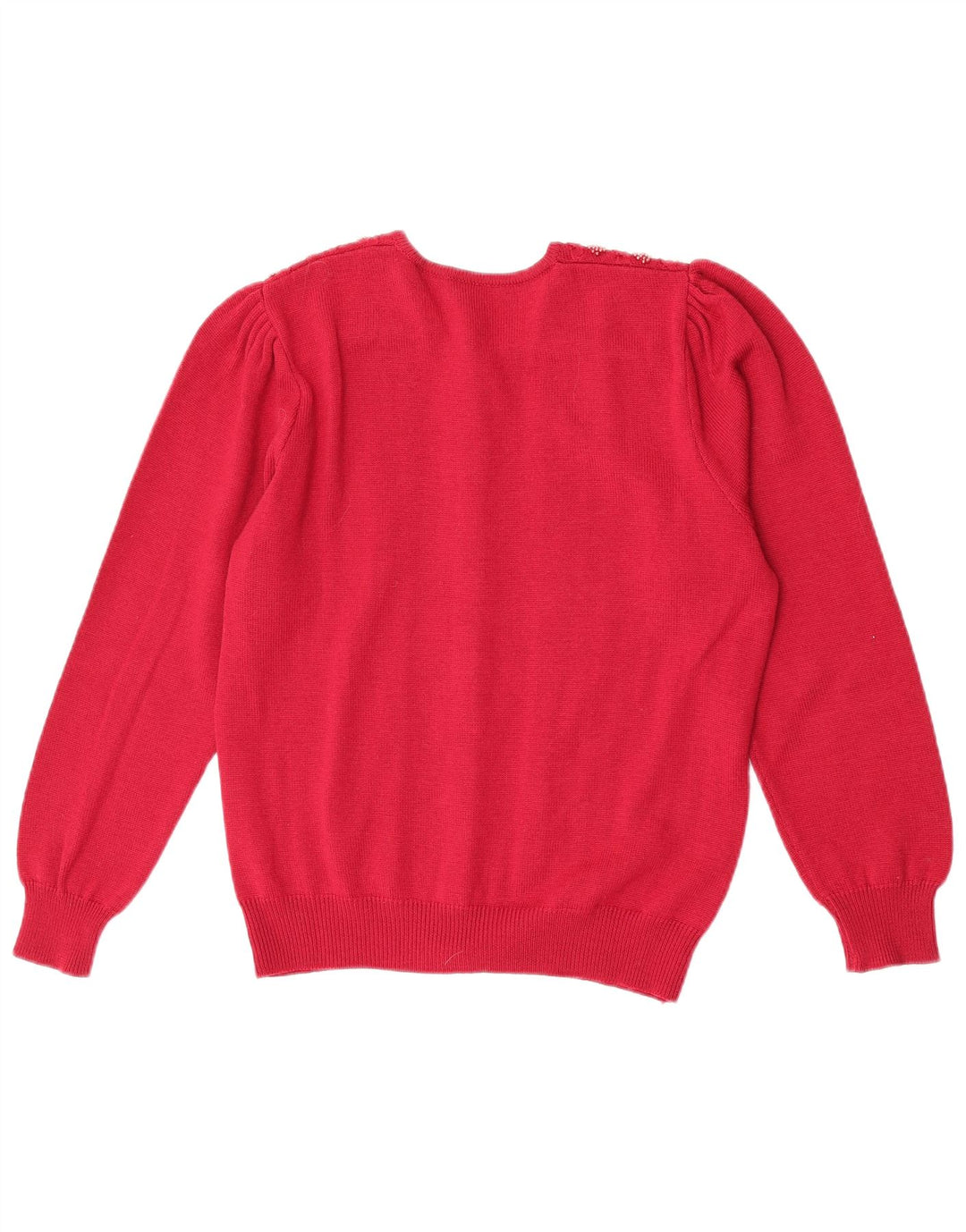 Vintage mujer Cardigan suéter Reino Unido 14 lana virgen roja mediana