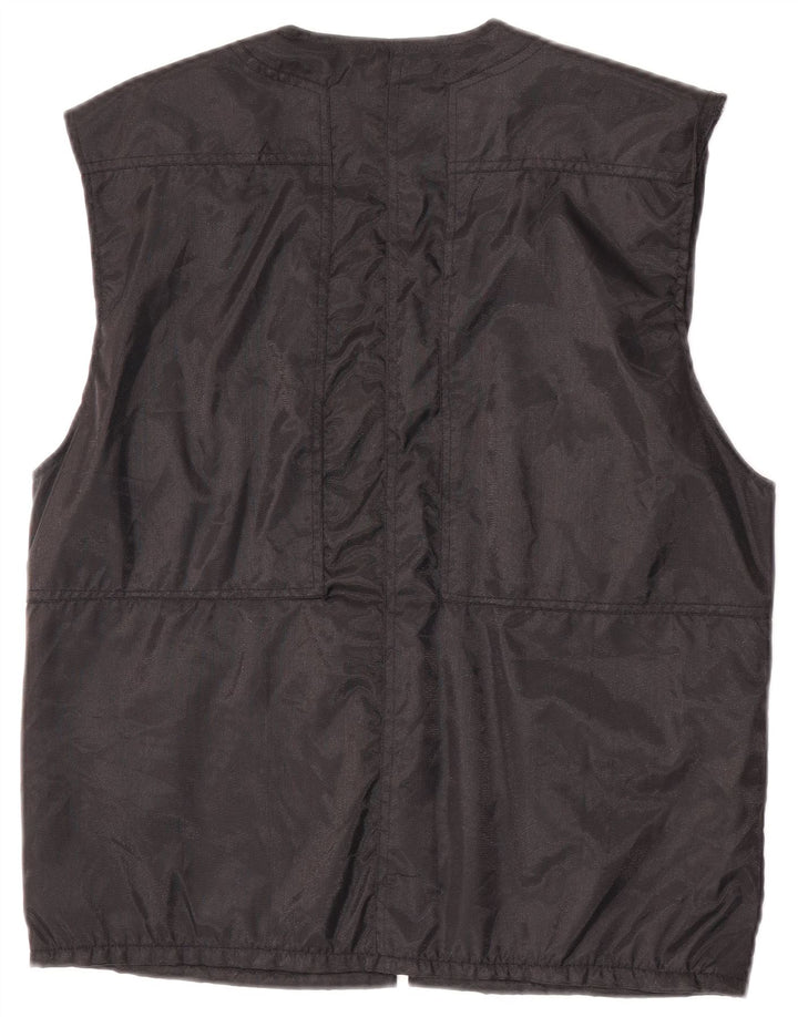 Vintage Mens Utility Gilet Reino Unido 38 Nylon Negro Medio