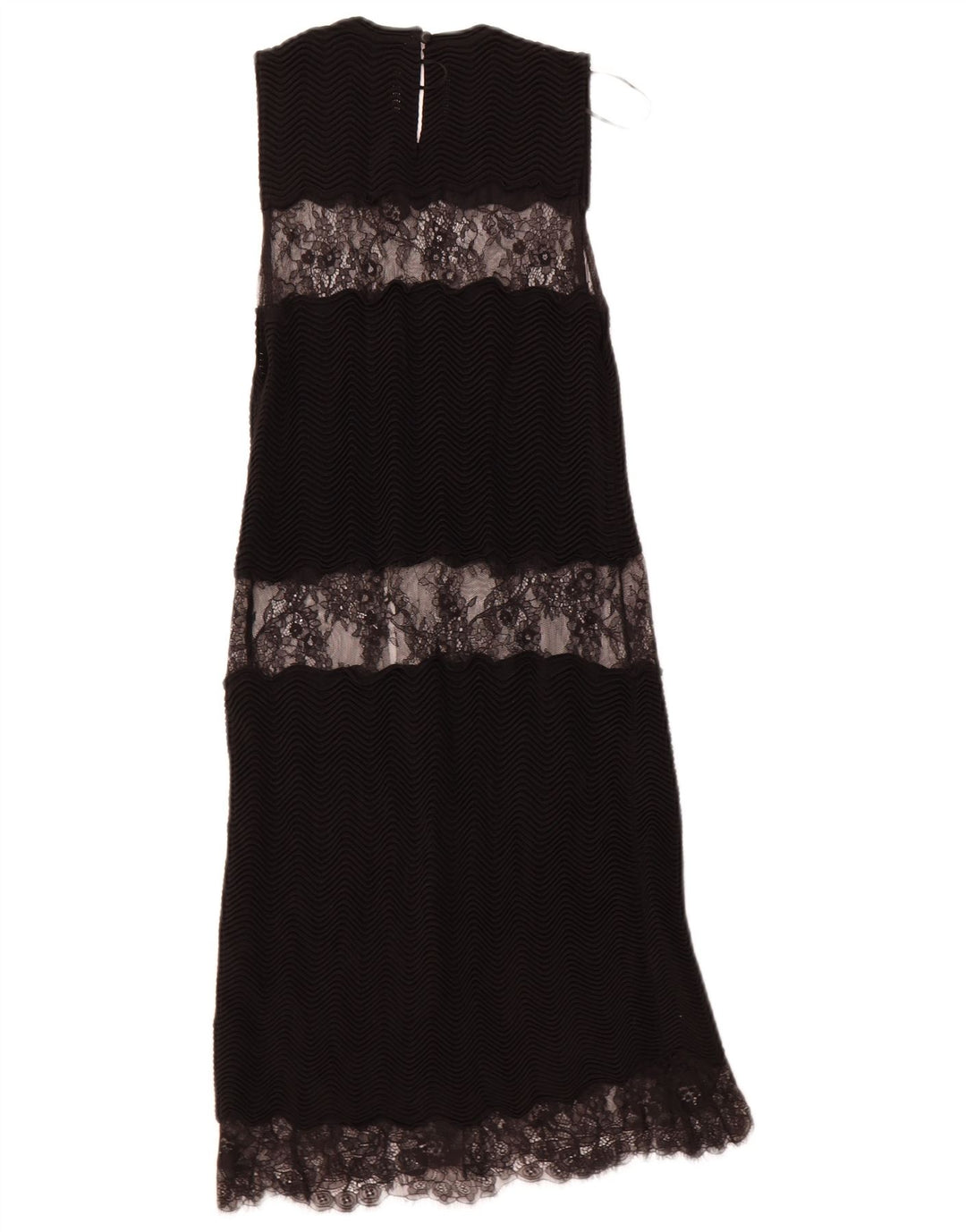 ZARA Vestido largo de encaje sin mangas para mujer UK 8 Small Viscosa negra
